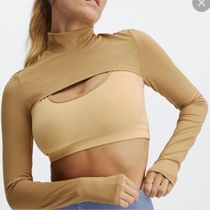 Size XS fabletics nude cut out long sleeve top